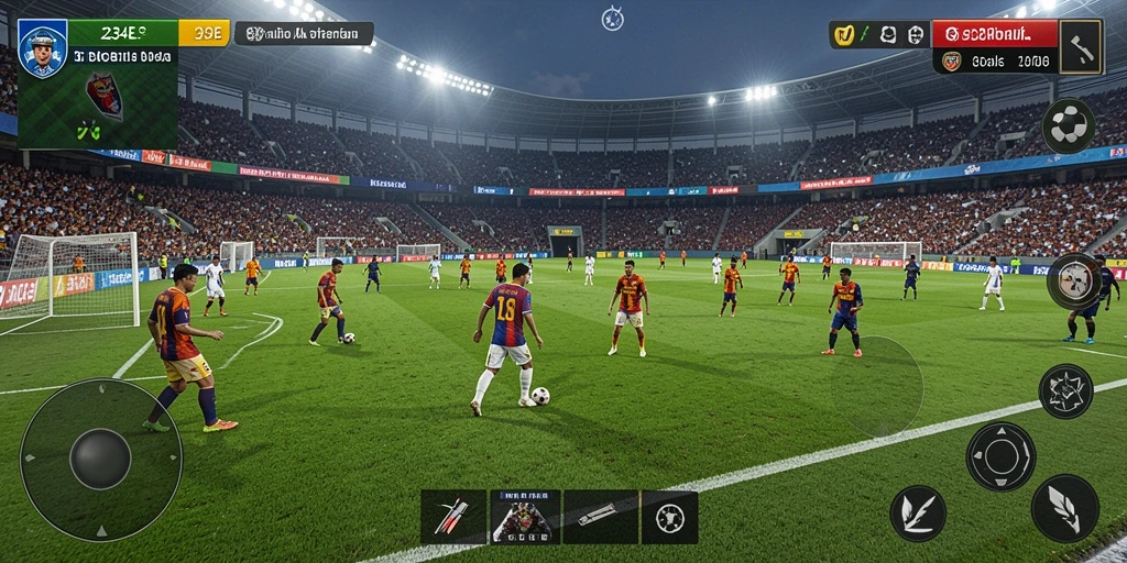 Gameplay seru di lapangan sepak bola dalam 234E.