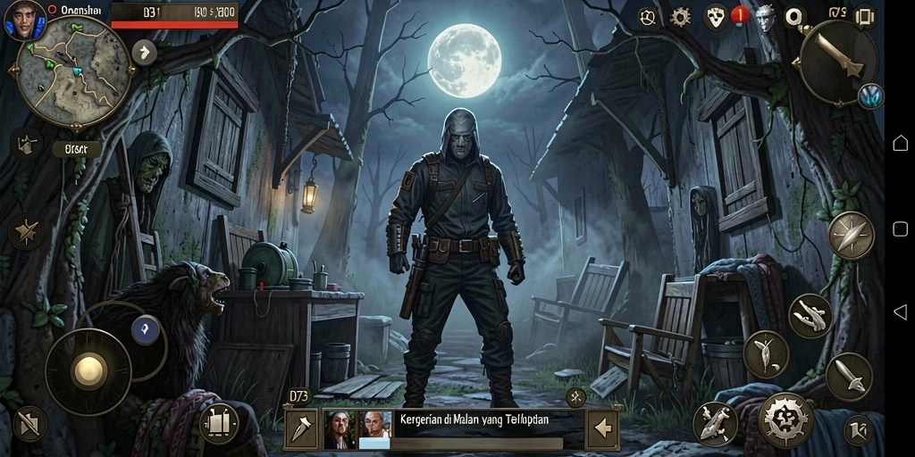 Gameplay D73 yang menegangkan dan mencekam saat malam tiba.