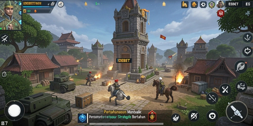 Tangkapan layar gameplay menegangkan di IDEBET Tower Defense.