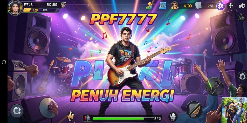 Tampilan seru gameplay PF777 dengan efek musik yang menarik.
