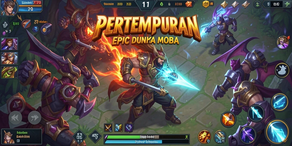 Screenshot gameplay SOBAT777 yang menampilkan pertempuran seru di arena MOBA.