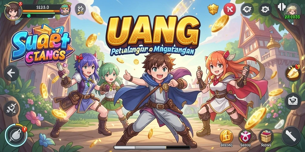 Tampilan gameplay UANG yang menonjolkan karakter Anime.