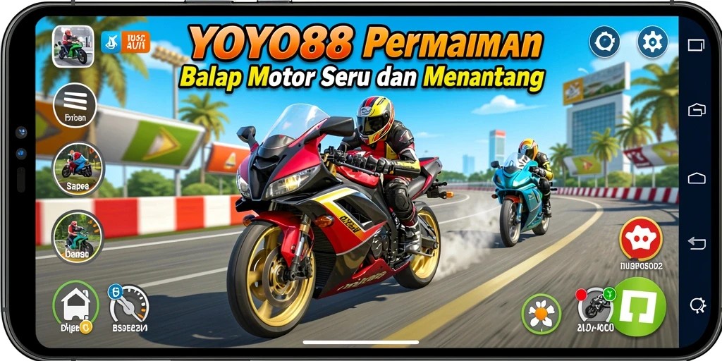 Tampilan gameplay seru dari game balap motor YOYO88.